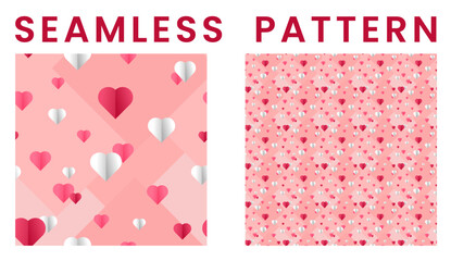 Valentines Day vector seamless pattern background. Folding hearts LOVE Wallpaper.