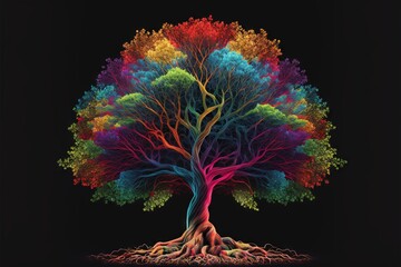 Rainbow tree art. Generative AI