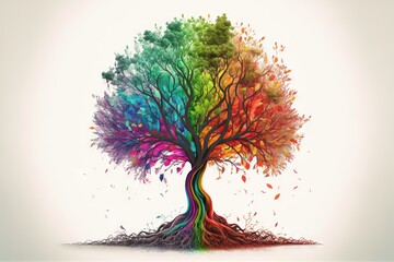 Rainbow tree art. Generative AI