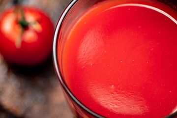 A glass of fresh tomato juice. 