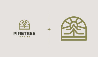 Pine Tree Logo Template. Universal creative premium symbol. Vector illustration. Creative Minimal design template. Symbol for Corporate Business Identity
