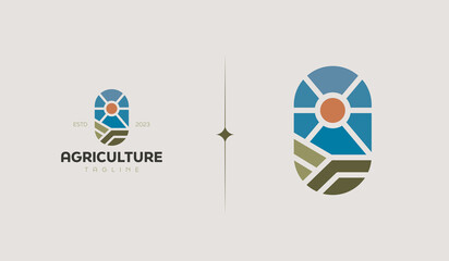 Agriculture Farm Logo Template. Universal creative premium symbol. Vector illustration. Creative Minimal design template. Symbol for Corporate Business Identity