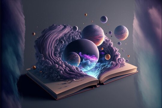 magic book and planet. generative ai