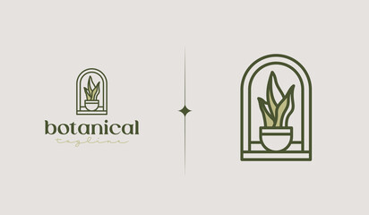 Botanical Garden Monoline Logo Template. Universal creative premium symbol. Vector illustration. Creative Minimal design template. Symbol for Corporate Business Identity