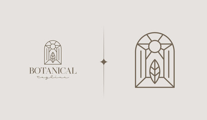 Botanical Garden Monoline Logo Template. Universal creative premium symbol. Vector illustration. Creative Minimal design template. Symbol for Corporate Business Identity