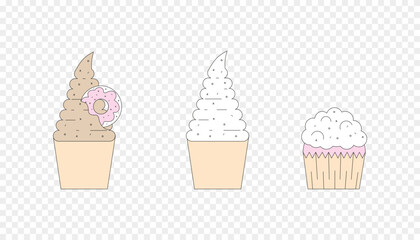 ice cream in waffle in different flavor cookie with hole