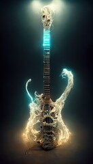 Skeleton electric guitar. Generative AI