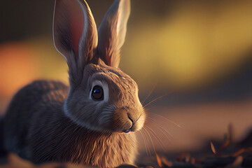 Cute rabbit portrait. Digitally generated AI image