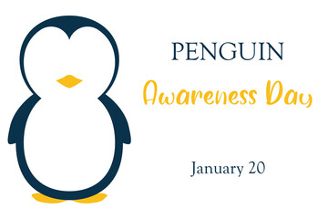 Penguin awareness day January 20, cute cartoon character, penguin, holiday penguin illustration in cartoon patterns 