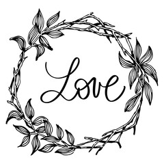 Floral frame with Love Quote 