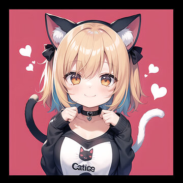 SNSアイコン向け画像 猫耳少女 KAWAII