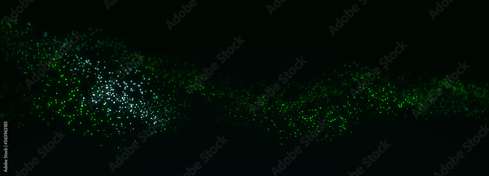 Aufkleber Futuristic pattern of dots on a green background. Big data digital code. Technological or scientific banner. 3D