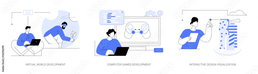 Poster web programming abstract concept vector illustrations.