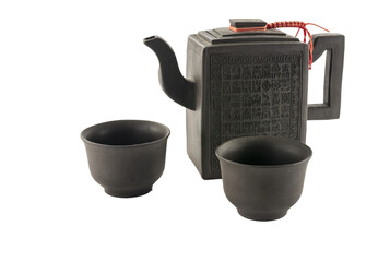 asian teapot and two cups