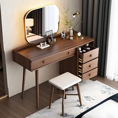 Detail of Stylish room interior modern vanity generative ai with dressing table
