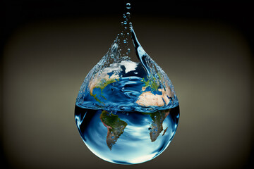 Fototapeta earth in the shape of a drop from two hands. UN Climate Change Conference.World Water Day obraz