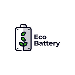Eco green battery logo icon design. Sustainable energy power creative illustration concept.