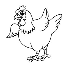 Funny chickens cartoon characters vector illustration. For kids coloring book.
