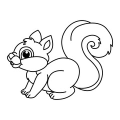 Funny squirrel cartoon characters vector illustration. For kids coloring book.