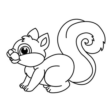 recommend clip art: Funny squirrel cartoon characters vector illustration. For kids coloring book.