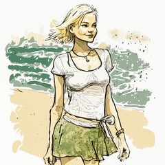 A woman explores beaches with an adventurous air, ready to enjoy her life without worrying about tomorrow. A perfect scene to illustrate messages of inspiration and freedom.