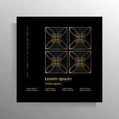 Cover for book, brochure, booklet, flyer, poster. Modern geometric design with golden lines. Vector square format template.