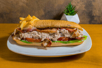 blt tuna salad  sub  served with french fries