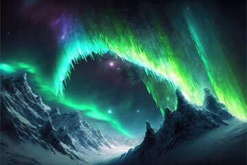 Northern Lights landscape created with Generative AI technology