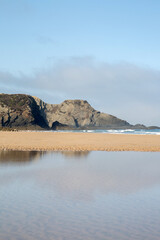 Cliff, Water and Reflection, Odeceixe Beach; Algarve; Portugal
