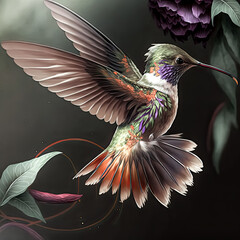 a hummingbird flying over a flower - Generative AI