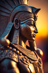 Illustration of the statue of the ruler of the pharaoh, the head of the ancient state, the monument of the religious leader, AI generated art - obrazy, fototapety, plakaty