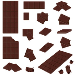 Large chocolate bar without packaging, color isolated vector illustration in cartoon style