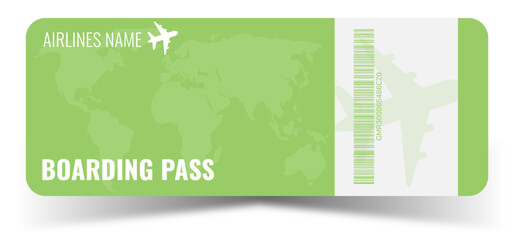 boarding pass. blank ticket template with plane. Concert ticket, lottery coupons. Vector coupon	
