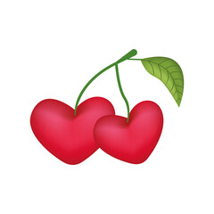 Vector illustration of a heart shaped cherry.