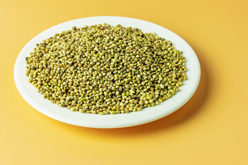 organic dried hemp seeds on a plate
