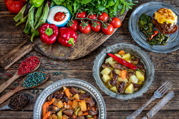 Fototapeta na wymiar Meat stew with vegetable. Orman kebabı .