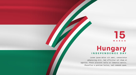 Banner illustration of Hungary independence day celebration with text space. Vector illustration.