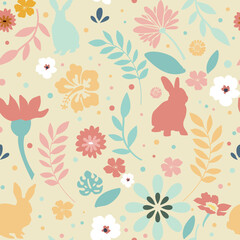 Hand drawn Easter seamless pattern background