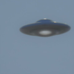 Take shots of blurry UFO flying in the sky. alien space ship flying. flying object. Generative AI.