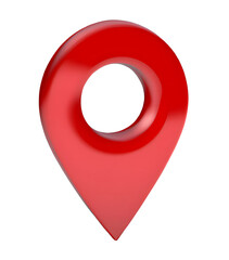 3d red map pointer pin