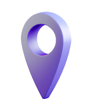 3d purple map pointer pin