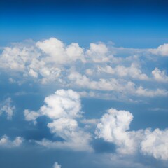 Fototapeta na wymiar blue sky with clouds in plane view