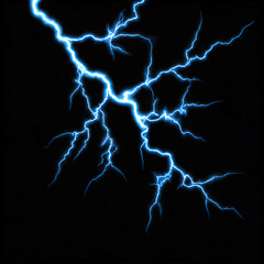 Illustration of lightning strike on black background. Generative AI.