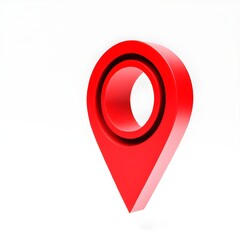3d red map pointer pin