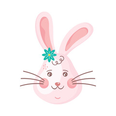 cute rabbit pink head