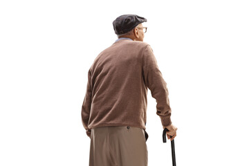 Rear view shot of an elderly man standing with a cane - Powered by Adobe