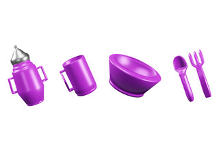 set of baby utensils 3d
