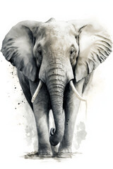 African Elephant illustration, elephant illustration in white background, Wildlife day illustration, Elephant in the wild, Wild life Series 