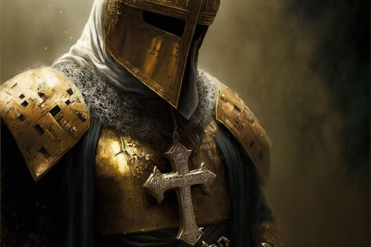 Knight Golden Templar created with Generative AI technology