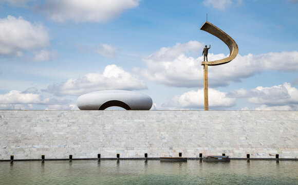 Brasilia, Federal District, Brazil, 2016: JK memorial monument. Juscelino Kubitschek, a former president of Brazil, received this concrete, steel and marble giant monument in his honor.